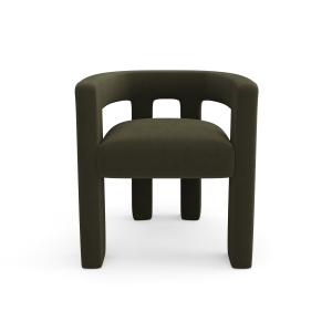 Fauteuil de salle à manger velours lisse vert kaki