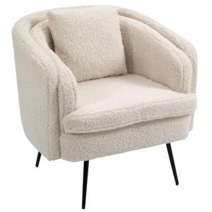 Fauteuil de salon en métal et bouclette blanche