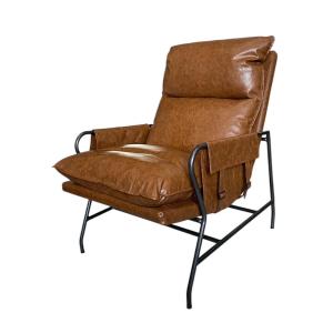 Fauteuil de salon en simili cuir marron