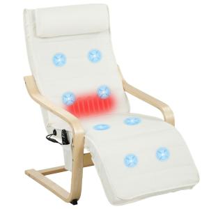 Fauteuil de salon massant et chauffant tissu aspect lin crè…