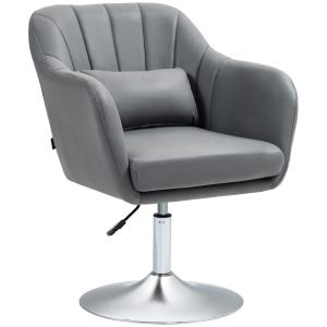 Fauteuil de salon pivotant 360° métal chromé gris foncé
