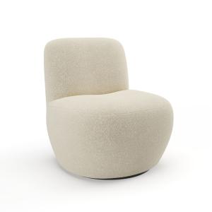 Fauteuil de salon pivotant en bouclette beige