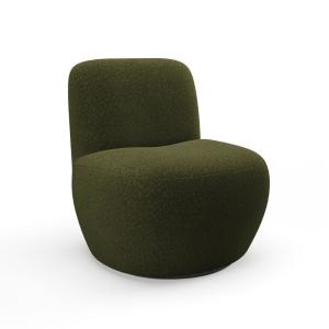 Fauteuil de salon pivotant en bouclette kaki