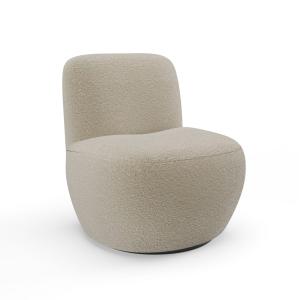Fauteuil de salon pivotant en bouclette taupe