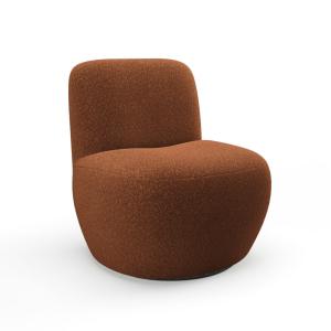 Fauteuil de salon pivotant en bouclette terracotta