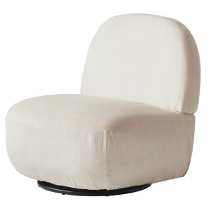 Fauteuil de salon pivotant en velours côtelé beige