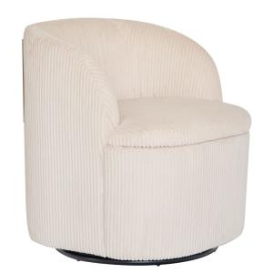 Fauteuil de salon pivotant et pouf en tissu beige