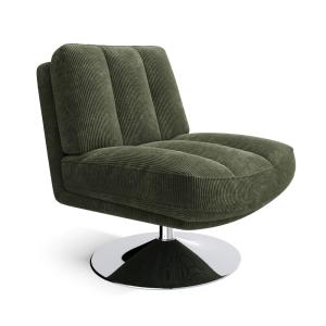 Fauteuil de salon pivotant pied chrome velours côtelé vert…