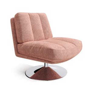 Fauteuil de salon pivotant pied chrome velours texturé rose…
