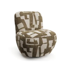 Fauteuil de salon pivotant tissu texturé à motif kaki