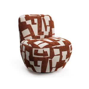 Fauteuil de salon pivotant tissu texturé à motif terracotta…