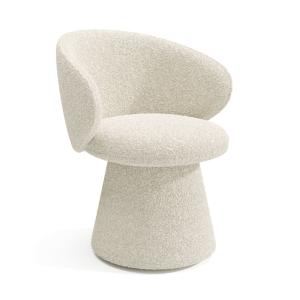Fauteuil de salon rotatif 180° bouclette crème