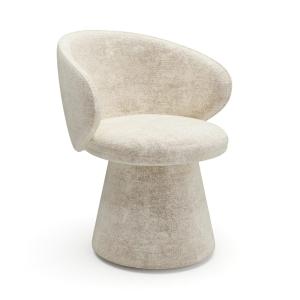 Fauteuil de salon rotatif 180° velours texturé crème