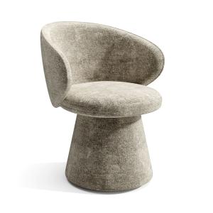 Fauteuil de salon rotatif 180° velours texturé taupe