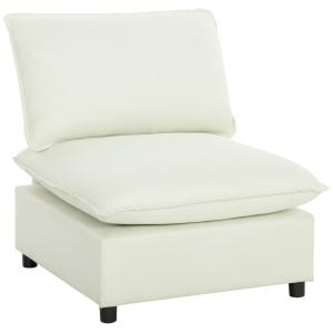 Fauteuil de salon sans accoudoirs avec assise large lin crè…