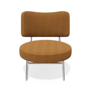 Fauteuil de salon tissu bouclette moutarde