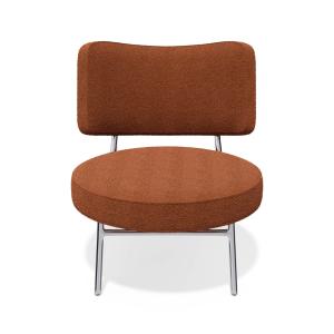 Fauteuil de salon tissu bouclette terracotta
