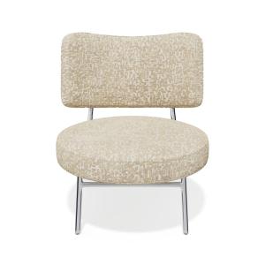 Fauteuil de salon tissu texturé à motifs beige