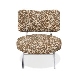 Fauteuil de salon tissu texturé à motifs marron