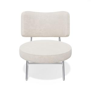 Fauteuil de salon velours côtelé écru