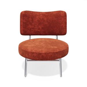 Fauteuil de salon velours côtelé orange rétro