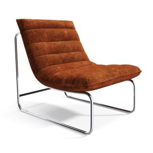 Fauteuil de salon velours texturé terracotta