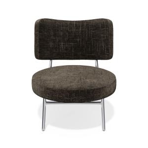 Fauteuil de salon velours tramé brun expresso