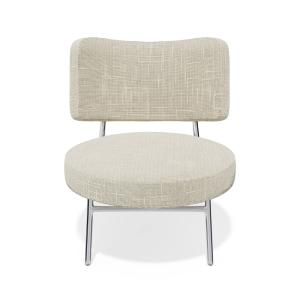 Fauteuil de salon velours tramé crème