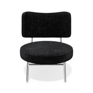 Fauteuil de salon velours tramé noir