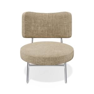 Fauteuil de salon velours tramé taupe