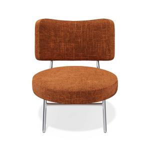 Fauteuil de salon velours tramé terracotta