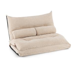 Fauteuil de sol convertible 2 places beige 180 x110 cm