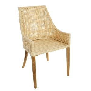 Fauteuil de table de jardin en résine beige tressée