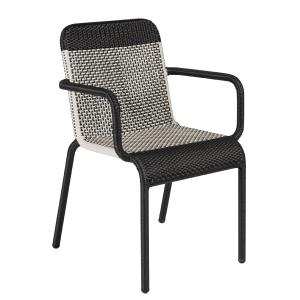 Fauteuil de table de jardin en résine marron foncé