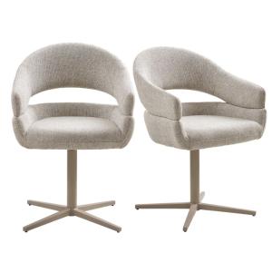 Fauteuil de table pivotant en tissu beige (x2)