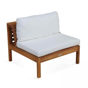 Fauteuil de terrasse bas en bois d'eucalyptus écru