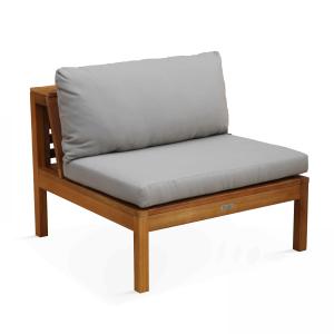 Fauteuil de terrasse bas en bois d'eucalyptus taupe