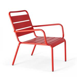 Fauteuil de terrasse bas relax acier rouge