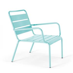 Fauteuil de terrasse bas relax acier turquoise