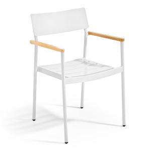 Fauteuil de terrasse en aluminium et bois blanc