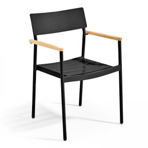 Fauteuil de terrasse en aluminium et bois noir