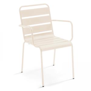 Fauteuil de terrasse en métal ivoire