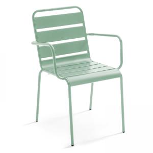 Fauteuil de terrasse en métal vert sauge