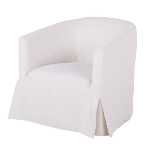 Fauteuil déhoussable en textile effet lin écru