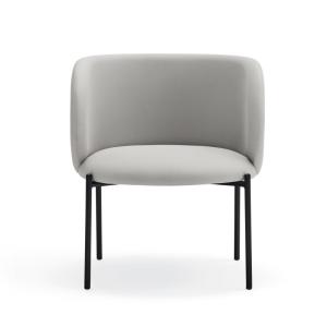 Fauteuil design arrondi en tissu pieds métal noir gris