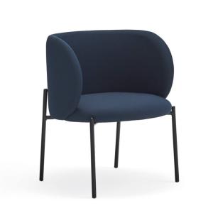 Fauteuil design arrondi en tissu pieds métal noir MOGI bleu…