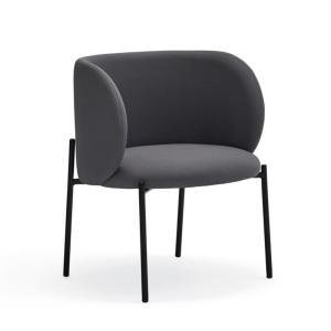 Fauteuil design arrondi en tissu pieds métal noir MOGI gris…