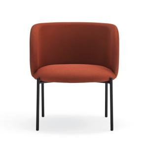 Fauteuil design arrondi en tissu pieds métal noir MOGI oran…