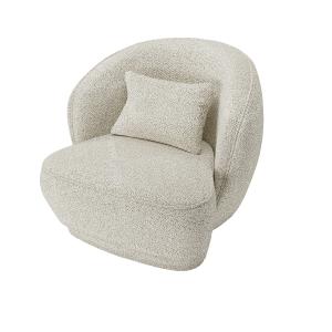 Fauteuil design bouclette gris-crème