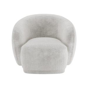 Fauteuil design demi-tonneau tissu chenille blanc